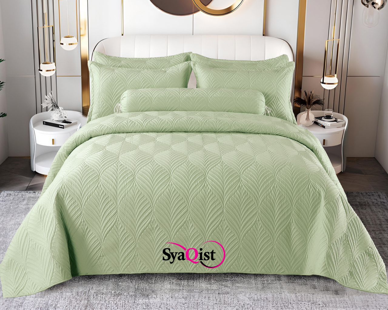 SYAQIST LEAF COLLECTION SUPER QUEEN 6IN1 SQLC605 Apple Green R-10