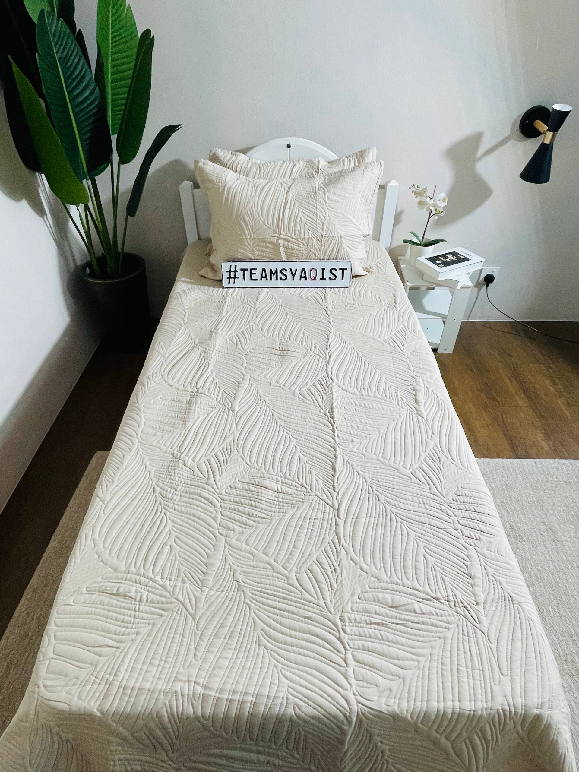 SYAQIST LEAF COLLECTION SUPER SINGLE 3IN1 SSLC001 BEIGE - Image 3