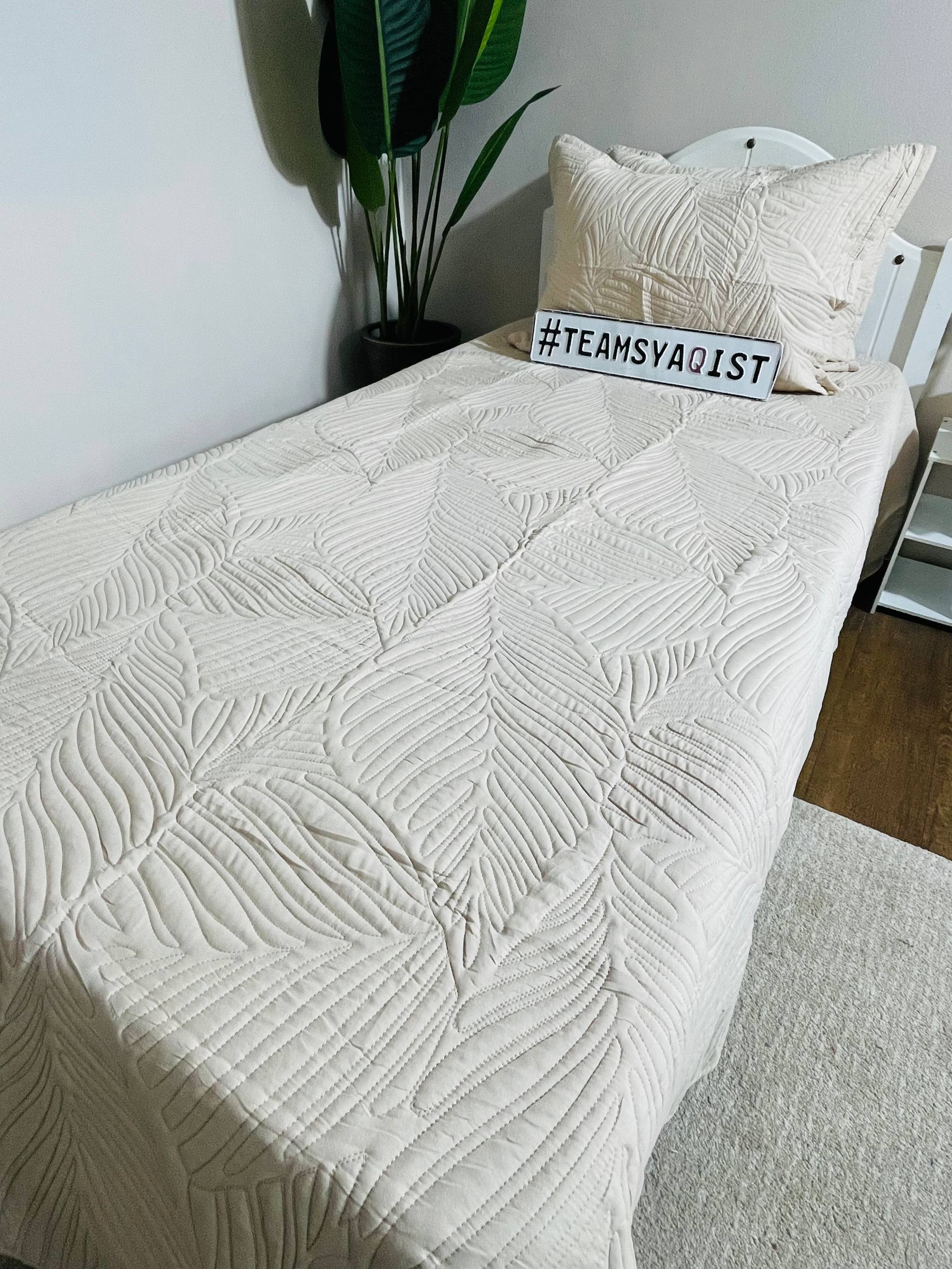 SYAQIST LEAF COLLECTION SUPER SINGLE 3IN1 SSLC001 BEIGE - Image 2