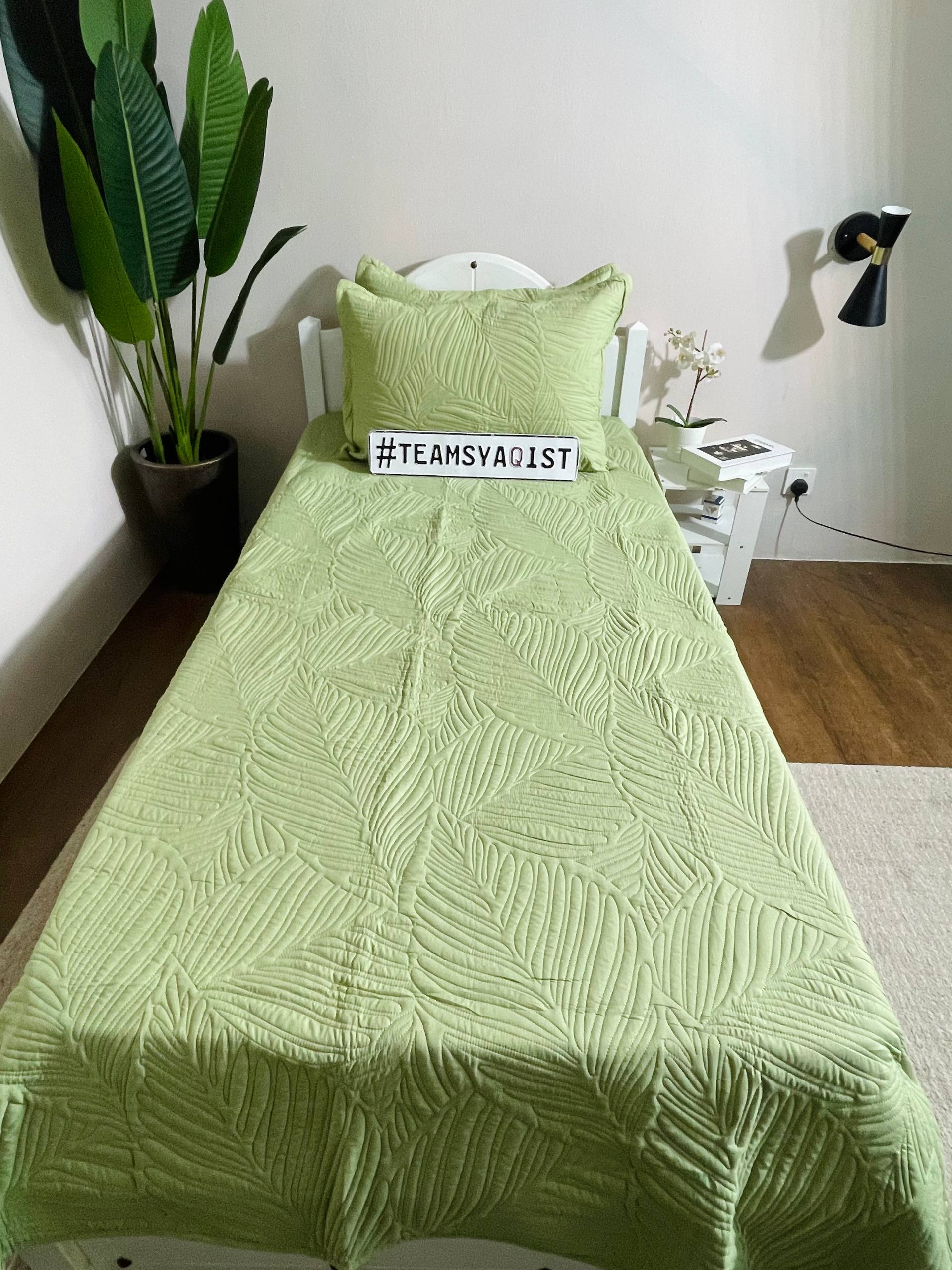 SYAQIST LEAF COLLECTION SUPER SINGLE 3IN1 LC005 — Pistachio Luxe - Image 2