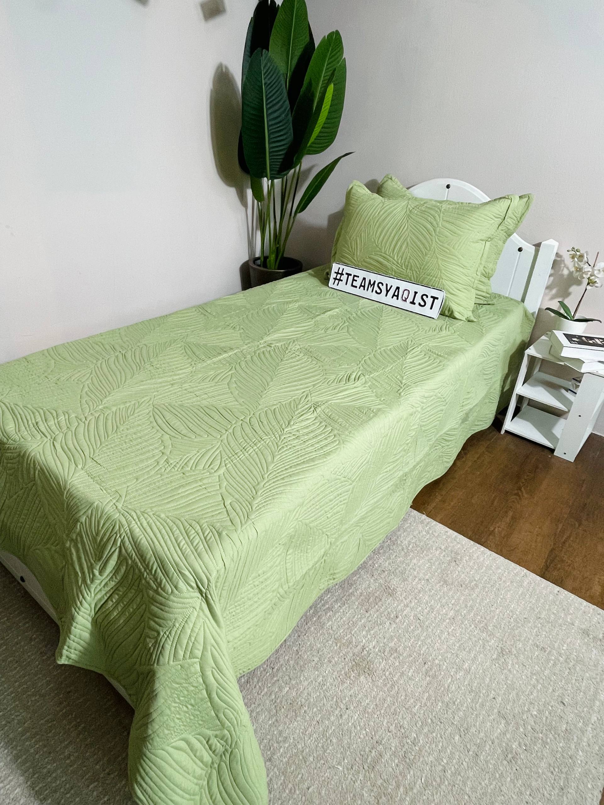 SYAQIST LEAF COLLECTION SUPER SINGLE 3IN1 LC005 — Pistachio Luxe