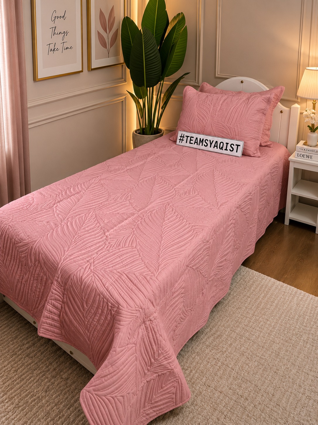 SYAQIST LEAF COLLECTION SUPER SINGLE 3IN1 LC004 — Rosé Blush