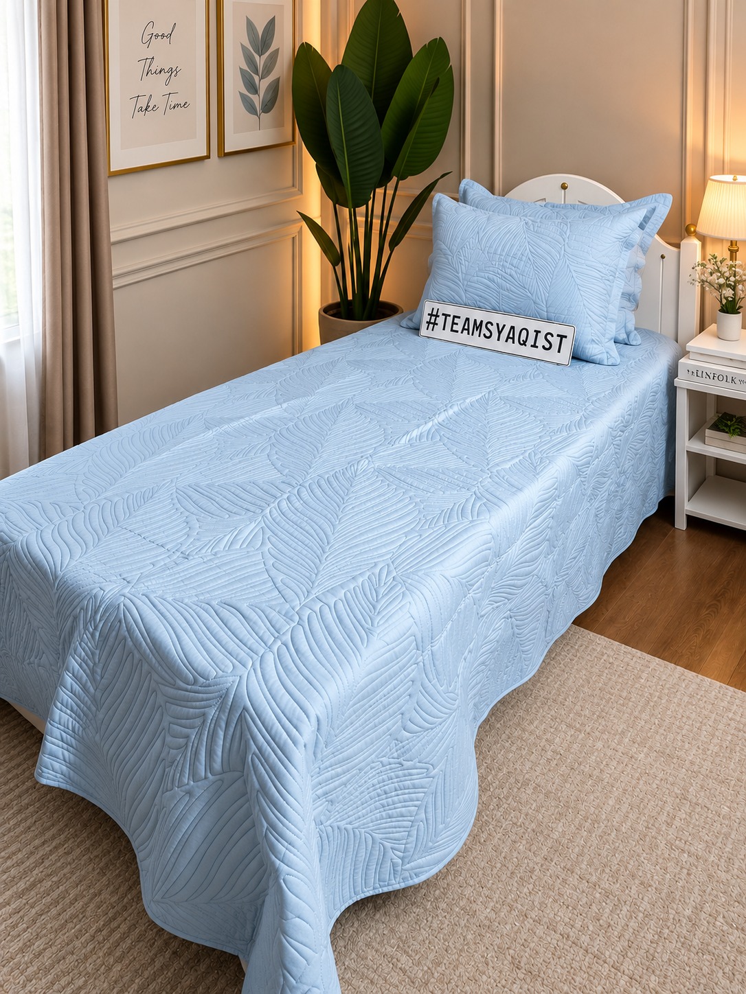 SYAQIST LEAF COLLECTION SUPER SINGLE 3IN1 LC010 — Serenity Blue