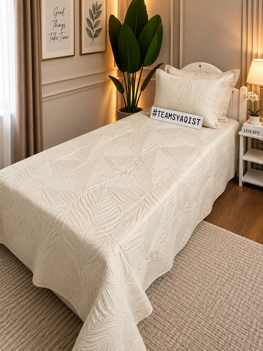 SYAQIST LEAF COLLECTION SUPER SINGLE 3IN1 LC009 — Vanilla Ivory